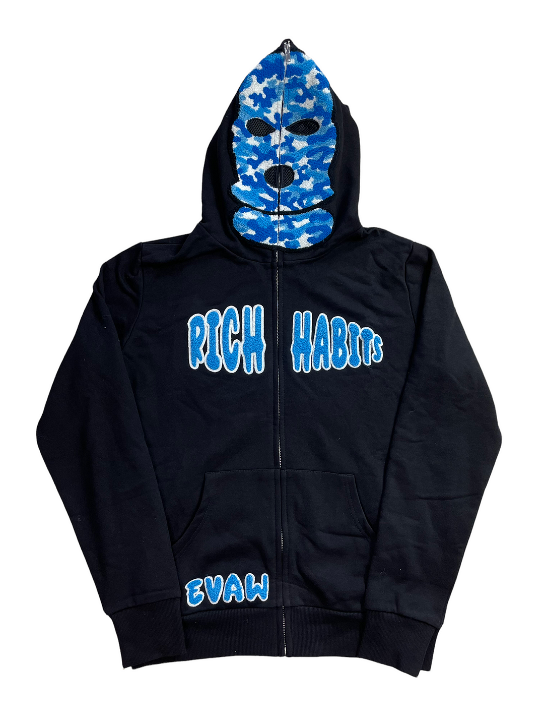 Blue Ski Mask Full Zip Up Hoodie
