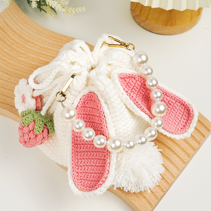 Bunny Ear Crochet Kit - DIY Strawberry Carrot Pouch