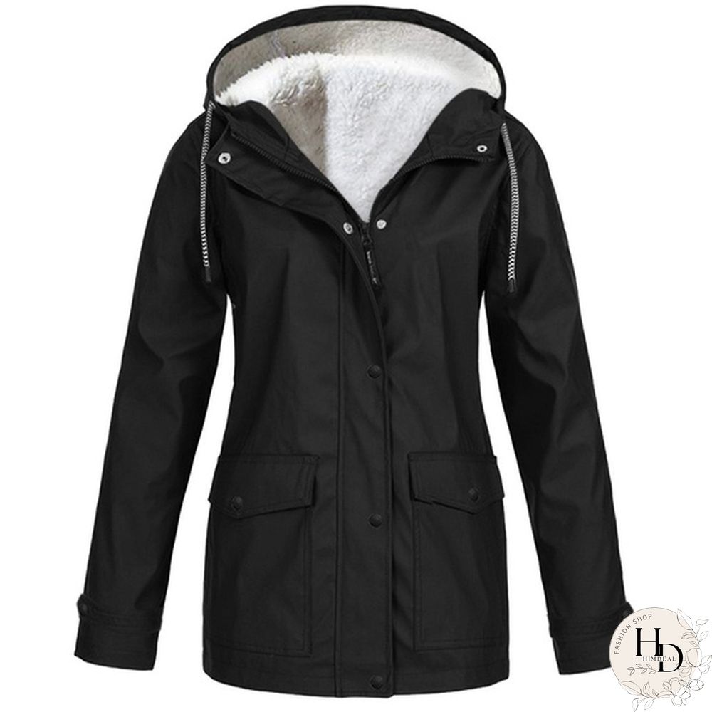 Womens Winter Coats-Solid Plush Thickening Jackets for Outdoor Hiking Plus Size Hooded