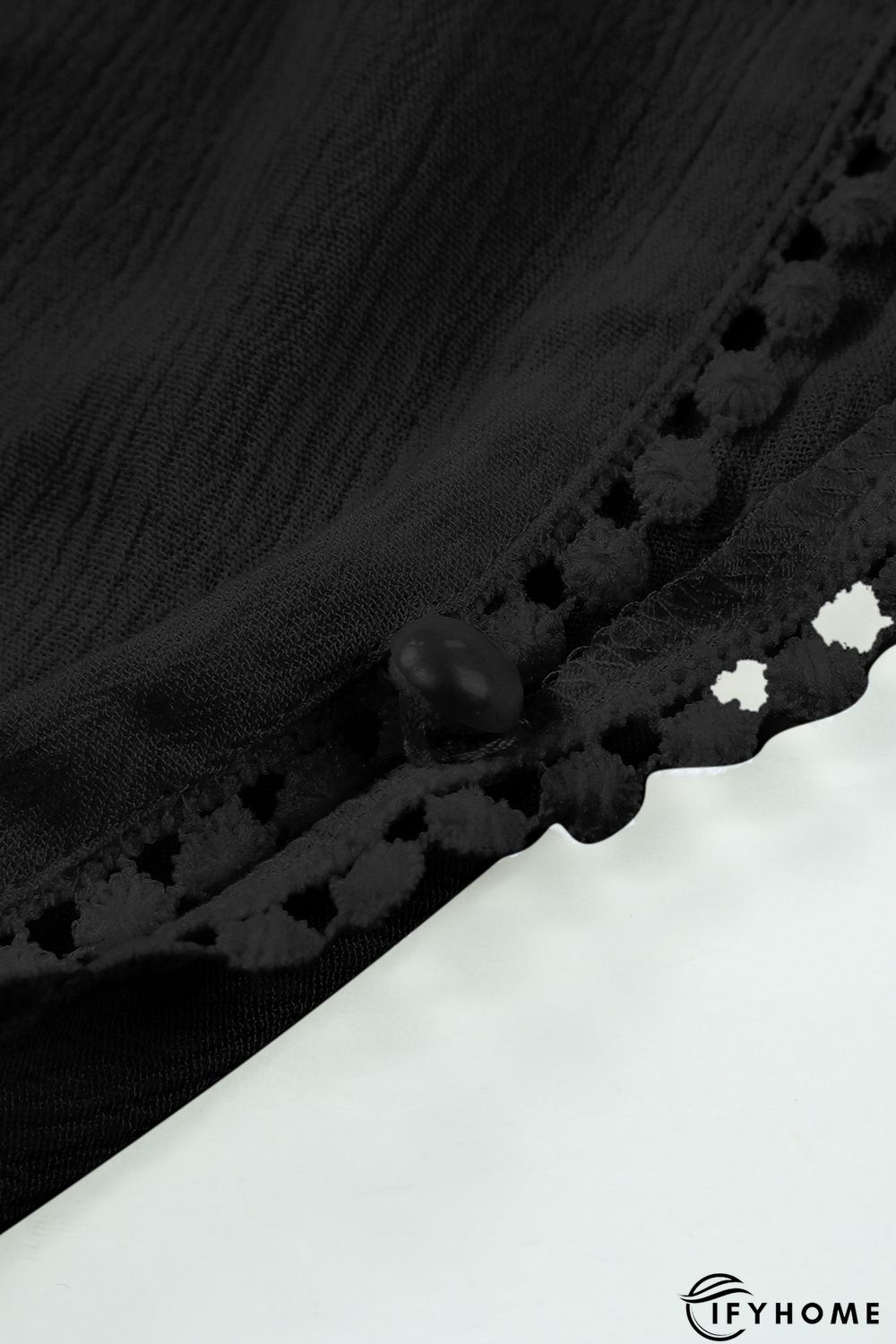 Black Lace Trim Along Split Leg Beach Cover up Pants | IFYHOME