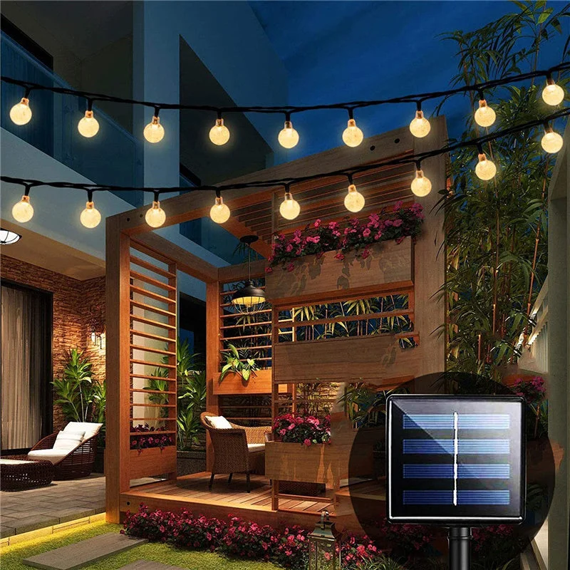 Solar Garden Lights, 60 LED 30ft Waterproof Outdoor String Lights Solar Powered Crystal Ball Decorative Lights for Garden,Patio,Yard,Home,Chrismas Tree,Parties,Warm White, 30feet