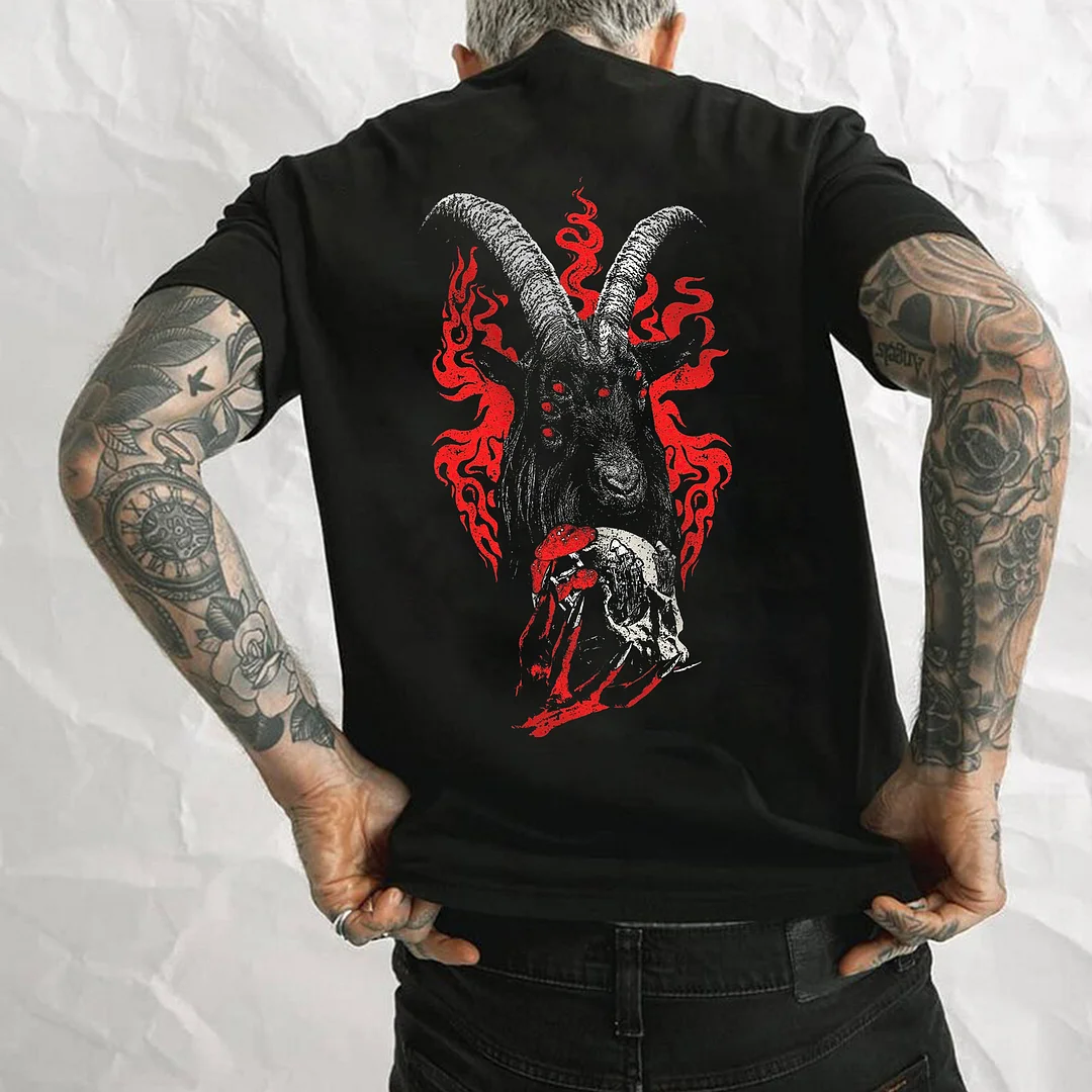 Baphomet Goat Devil Hexed Hooves Printed Men's T-shirt -  