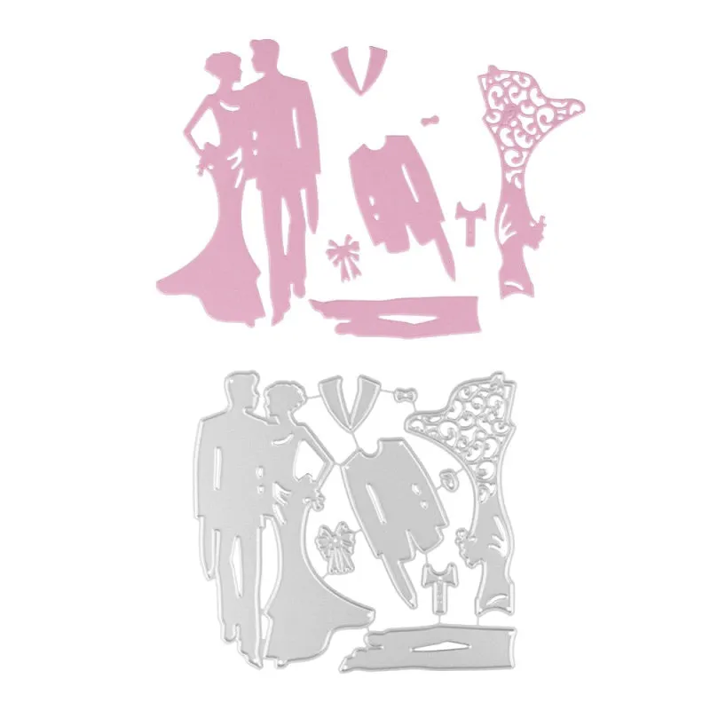 Wedding Dress Metal Cutting Dies Bride Groom Cut Die Mold Shape Carbon Scrapbook Paper Craft Knife Mould Blade Punch Stencils