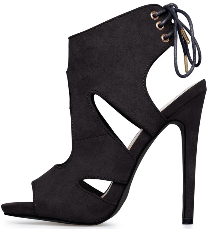 Black Slingback Heels Cut out Stiletto Heels Sandals Size US 4-15 |FSJ Shoes