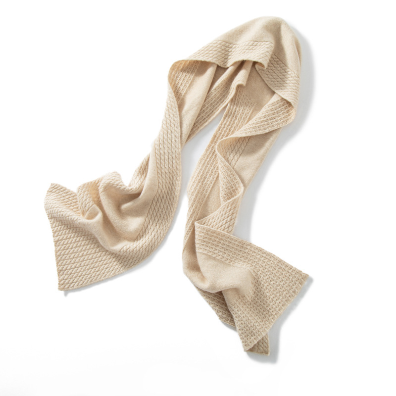100% Cashmere Scarf Knitted Wide Edge REAL SILK LIFE