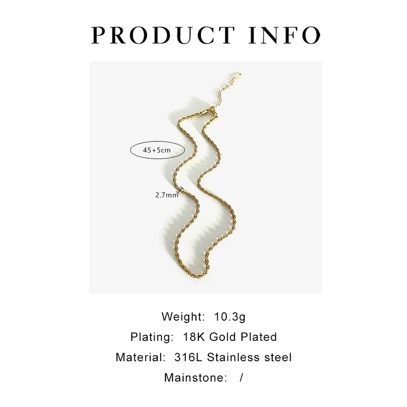 Basic Minimalist Geometric 316L Stainless Steel  18K Gold Plated Irregular Necklace