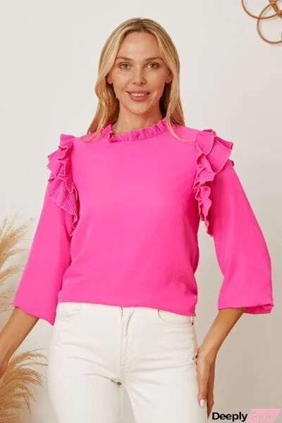 Frill Ruffled Three-Quarter Sleeve Blouse