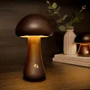 Mushroom Table Lamp Night Light Wooden LED Mushroom Touch Lamp Dimmable Bedside Lamp Eye Protection Atmosphere Lamp 600mAh USB Rechargeable Cute Lamp for Kids Adult Bedroom Living Room (A)