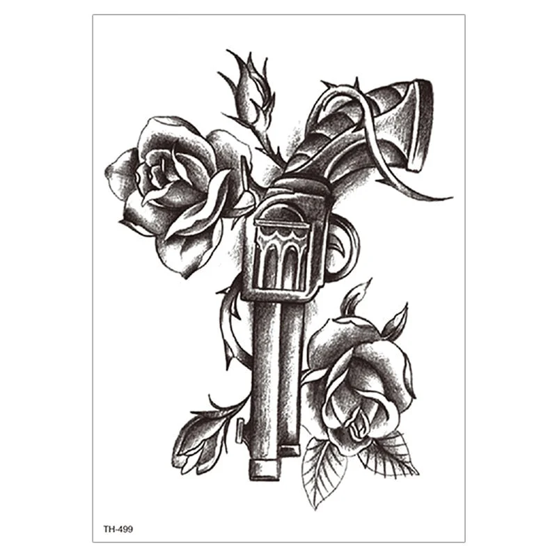 Waterproof TemporaryTattoo Sticker For Men Women Tiger Wolf Death Skull Temporary Tattoo Fake Henna Skeleton King Animal Tatoo