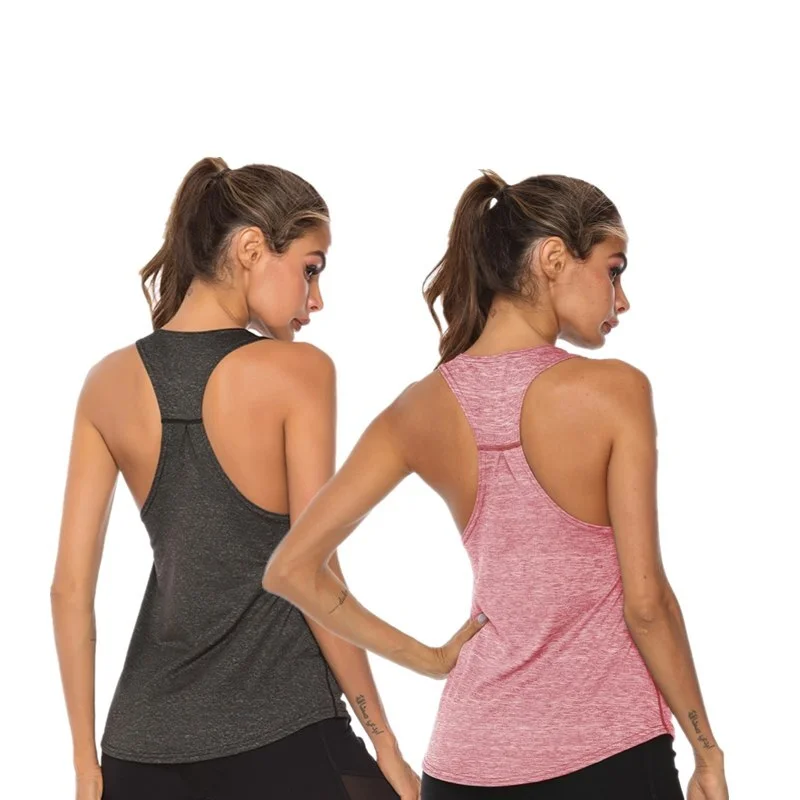 Women Sleeveless Fitness Yoga Shirts Racerback Sport Yoga Tank Tops Quick Dry Athletic Running Vest Workout Training T Shirt
