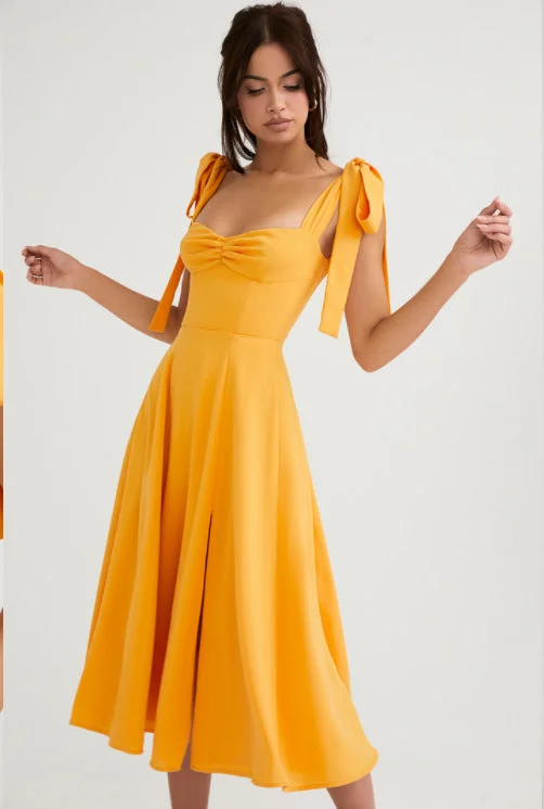 Brownm Floral Print Irregular A- Line Dresses