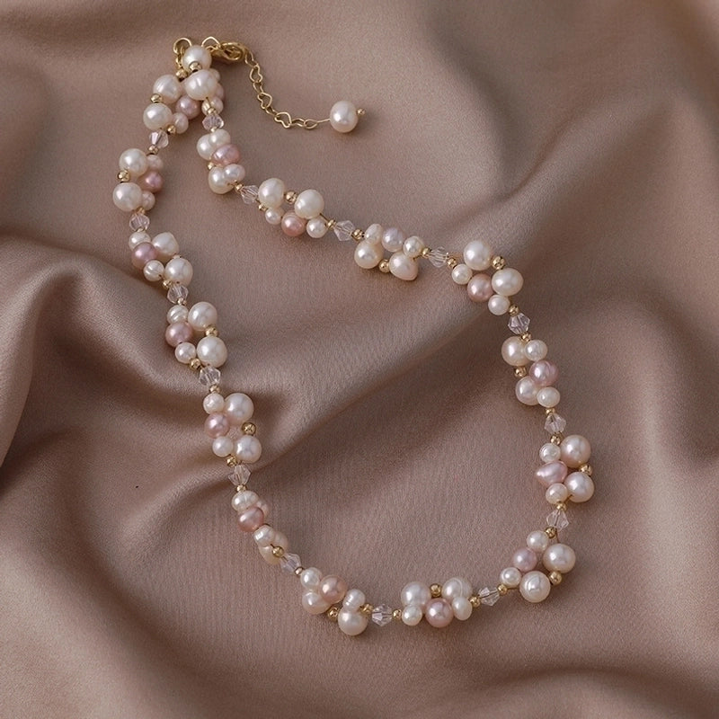 Alloy Freshwater Pearl Copper Fashion Solid Color Irregular Necklace