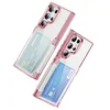 Card Slot Wallet Phone Case Transparent Hard Back Cover With Card Holder for Samsung S35 S24 Ultra S23 S22 PC Phone Case
