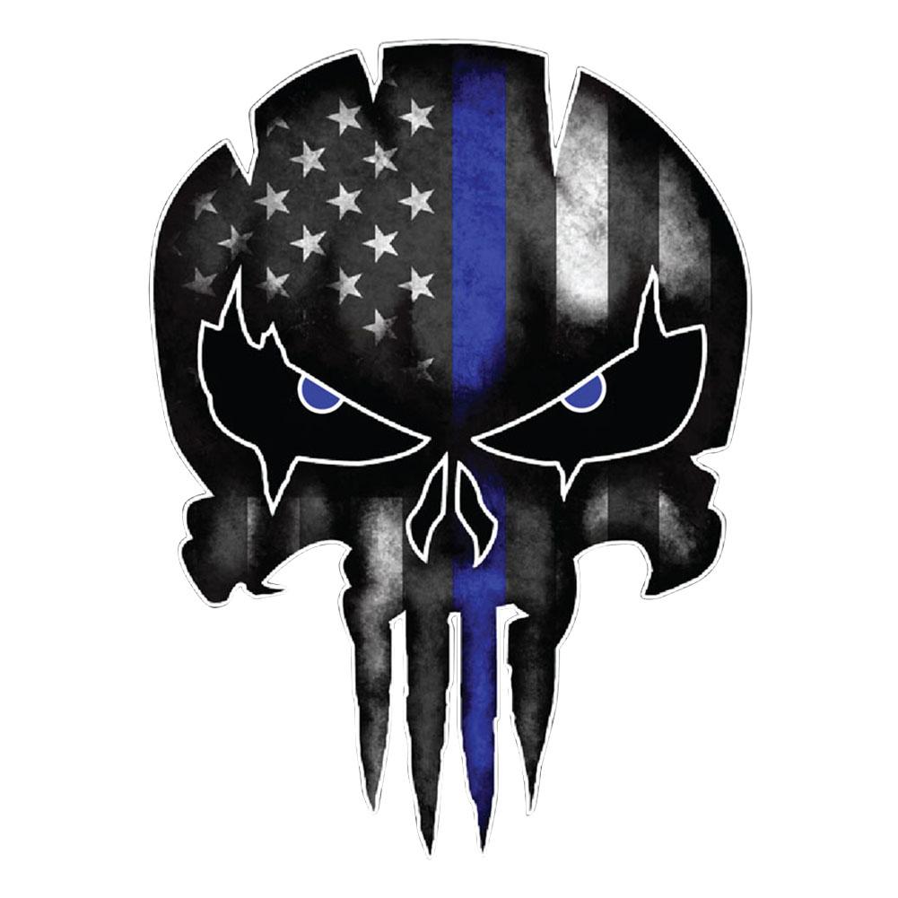 

Car Sticker 13x9.5cm Blue Line Punisher Skull Reflective Motorcycle Decal, 501 Original