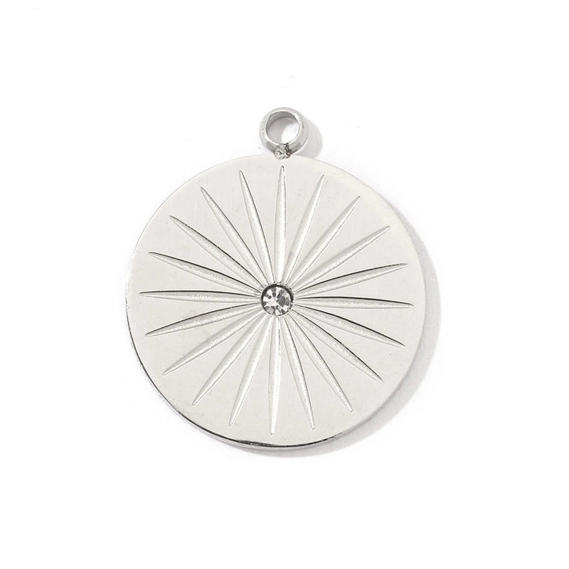 A Pack Of 3 201 Stainless Steel 18K Gold Plated Sun Star Polished Pendant