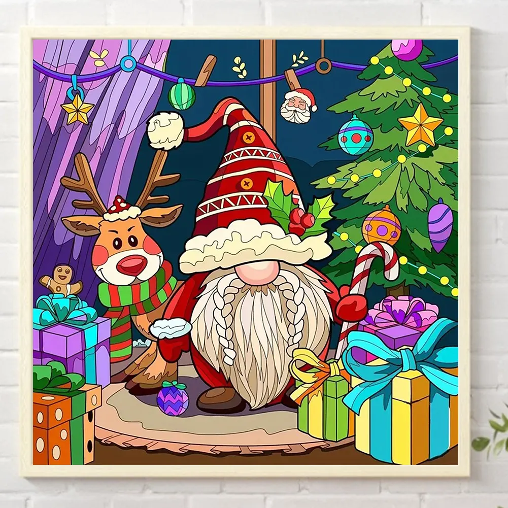 Partial AB Diamond Painting - Full Round Drill - Christmas Gnome(Canvas|45*45cm)