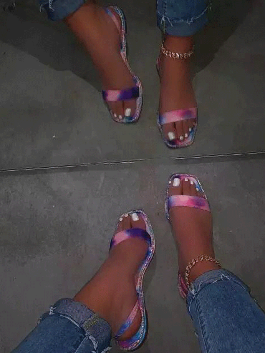 Tie-dye Rhinestone Sandals