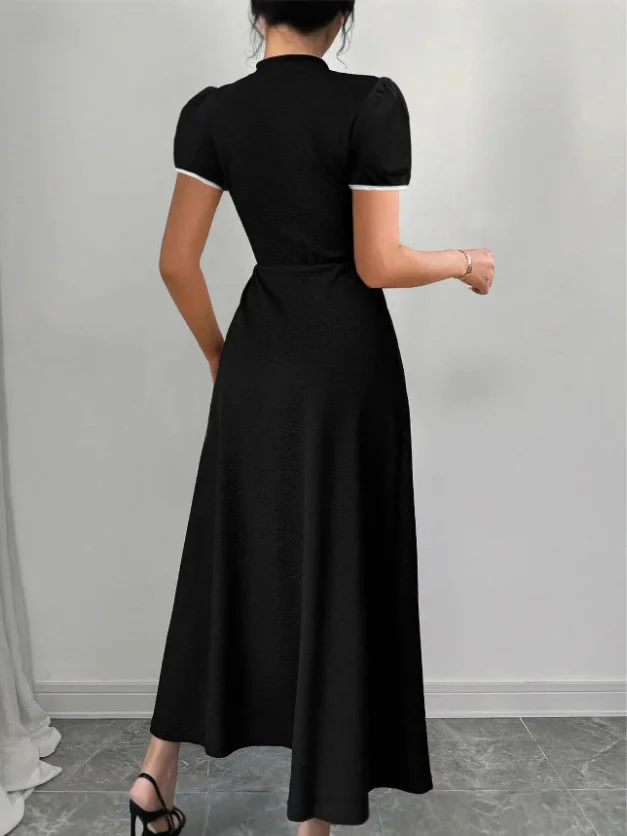 Nigikala Nigikala Elegant Bubbles, Ramming Color, Button-Sleeved Dress