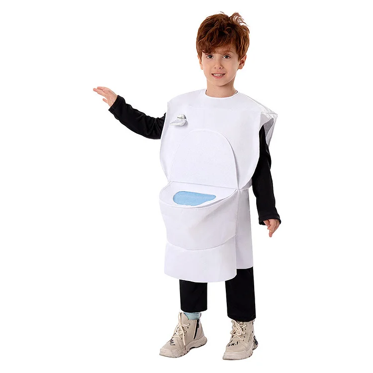Kids Children Horror Skibidi Toilet Toilet Man White Set Outfits Cosplay Costume Suit
