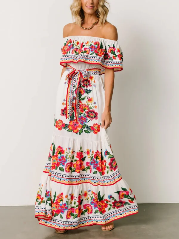 One-shoulder Printed Maxi Dress