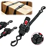 2-Pack Self Retracting Ratchet Straps 1inch X 12FT 1200 Lb Break Strength Boat Tie Down Straps To Trailer with Auto-Lock Double Hooks for Motorcycle Cargo Truck Trailer