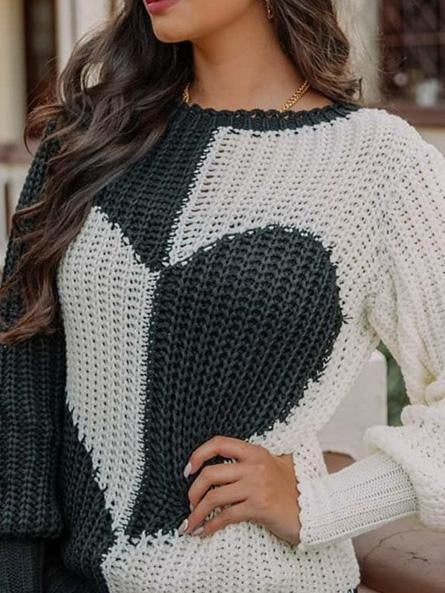 Women's Knitted Long Sleeve Scoop Neck Sweater