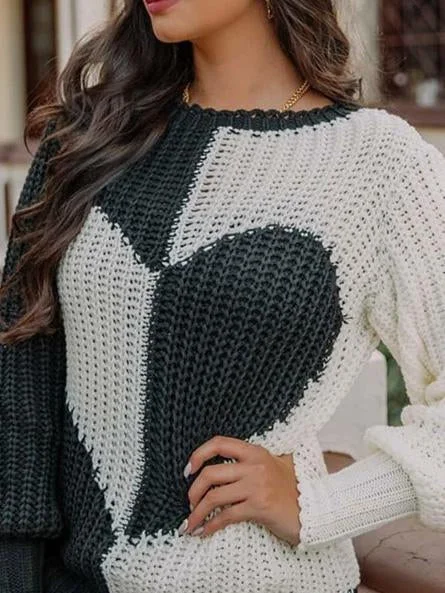 Women's Knitted Long Sleeve Scoop Neck Sweater