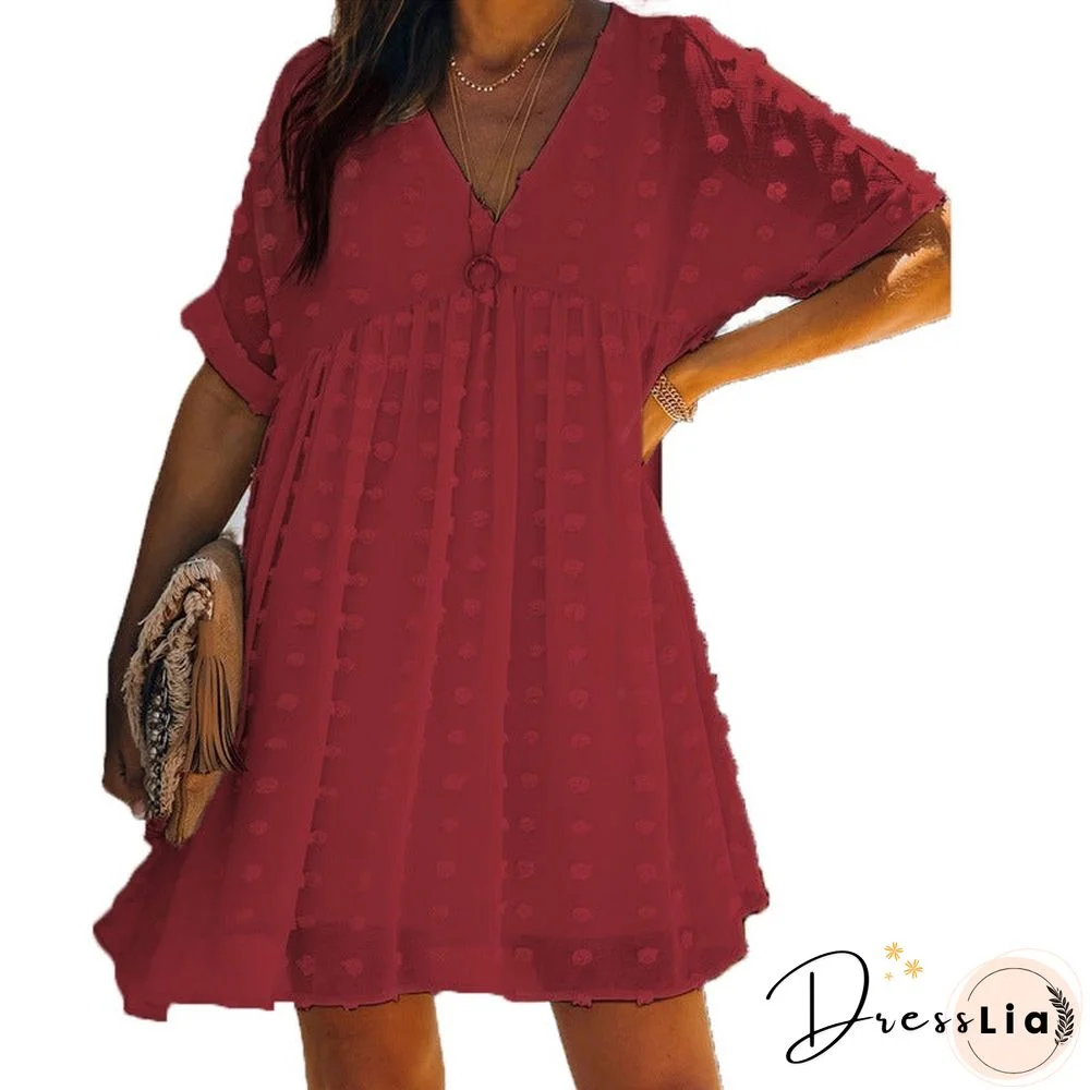 Short Sleeve Waist Jacquard Women's Skirt