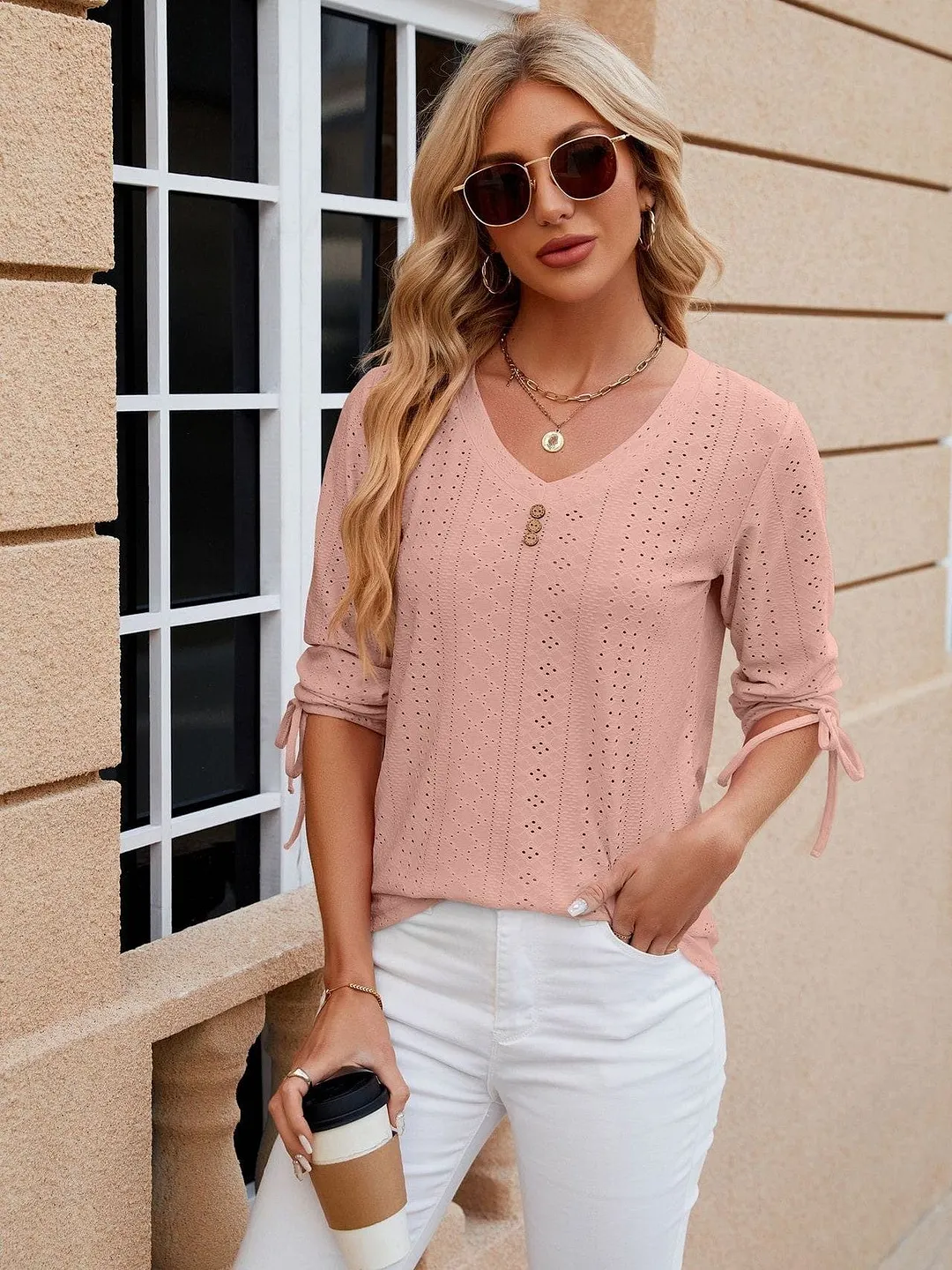 Grey Ribbed Knit Top with Short Sleeves