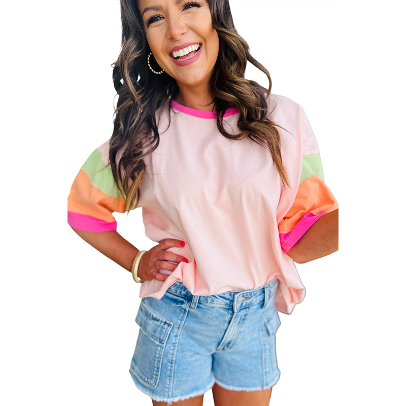 Mature Women Casual Summer Loose Crew Neck Top T-shirt
