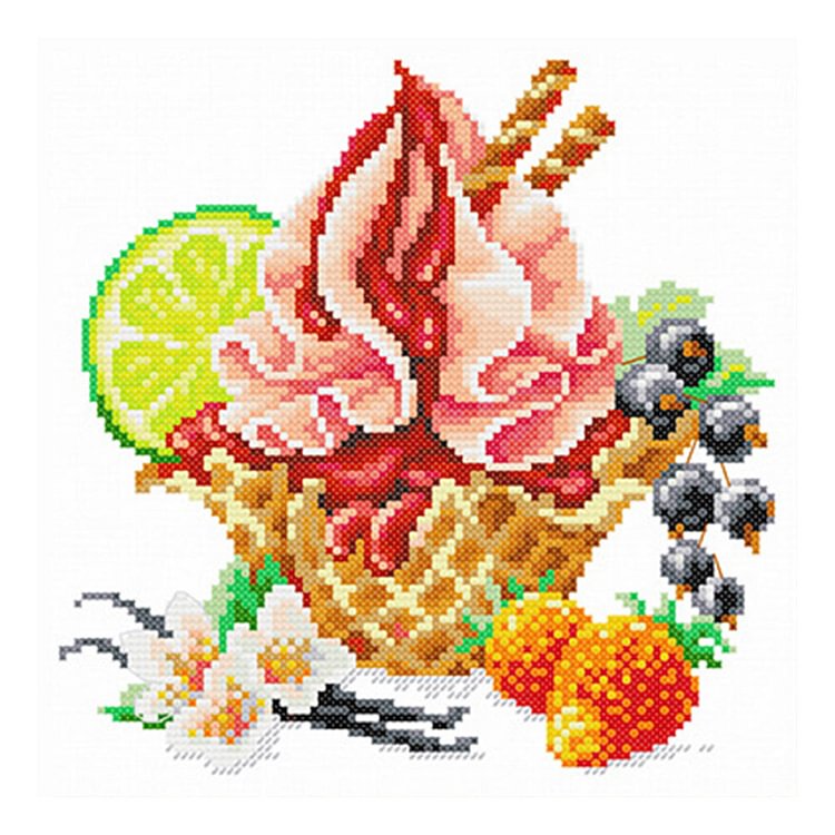 Fruit Ice Cream 11CT Stamped Cross Stitch (30*30CM) fgoby