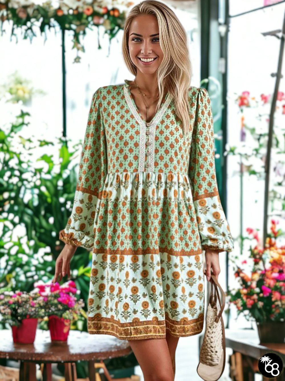 Floral Pattern Boho Dress | 168DEAL