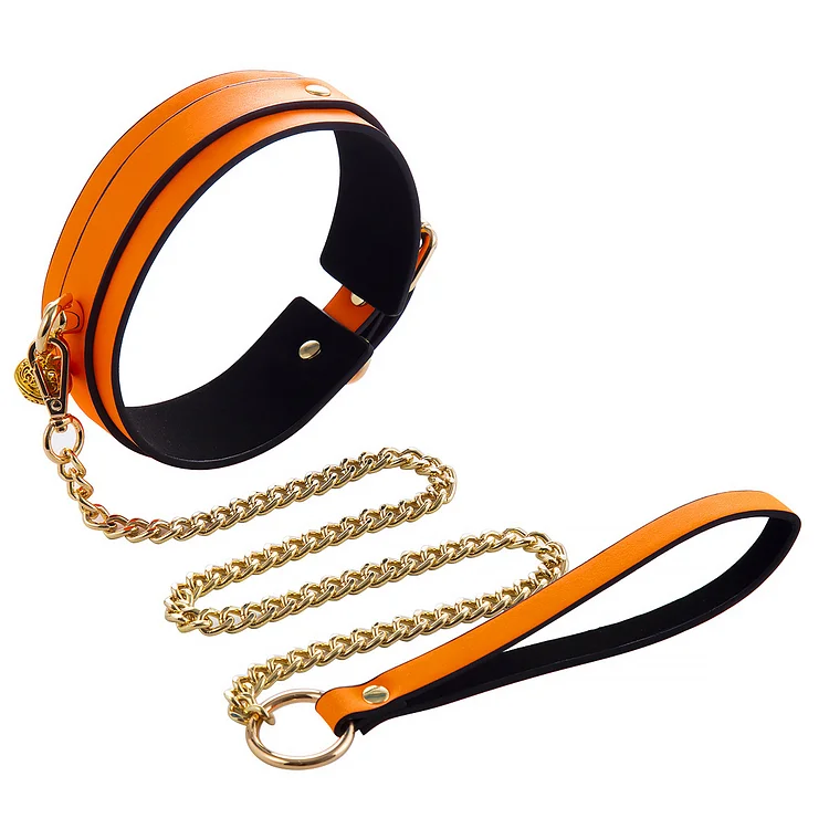 Quality bdsm set collar and chain leash plus size width 0.8