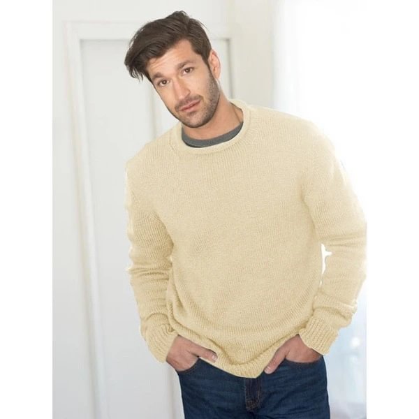 Long Sleeve Solid Color Men's Sweater - VSMEE
