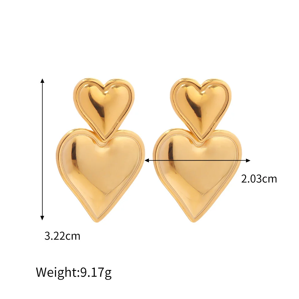 18k Gold Plated Heart Drop Earrings