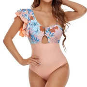 Trackpodssl Printed Swimwear Women 2025 Ruffle Swimsuit Female One Piece Push Up Bathing Suit Sports Mayo One shoulder Blue Pink XXL