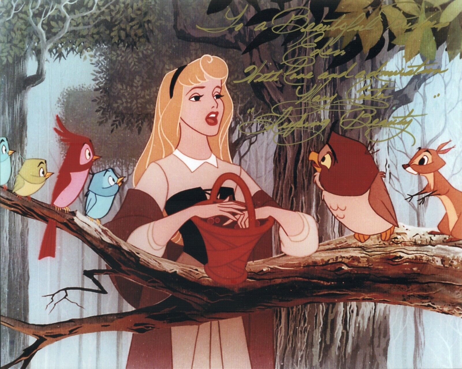 Mary Costa Signed 8x10 Sleeping Beauty Aurora Disney Authentic Autograph