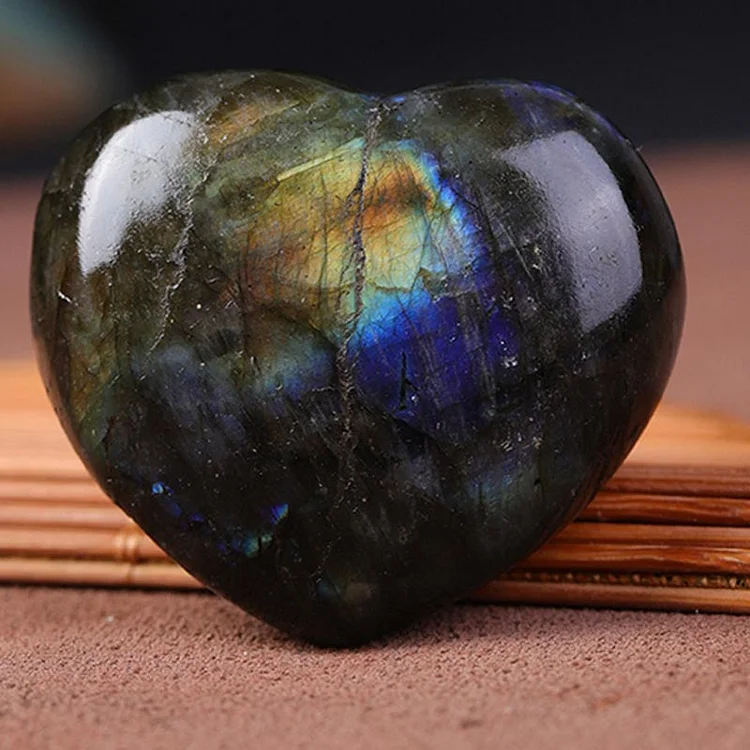 Natural Labradorite Crystal Hearts
