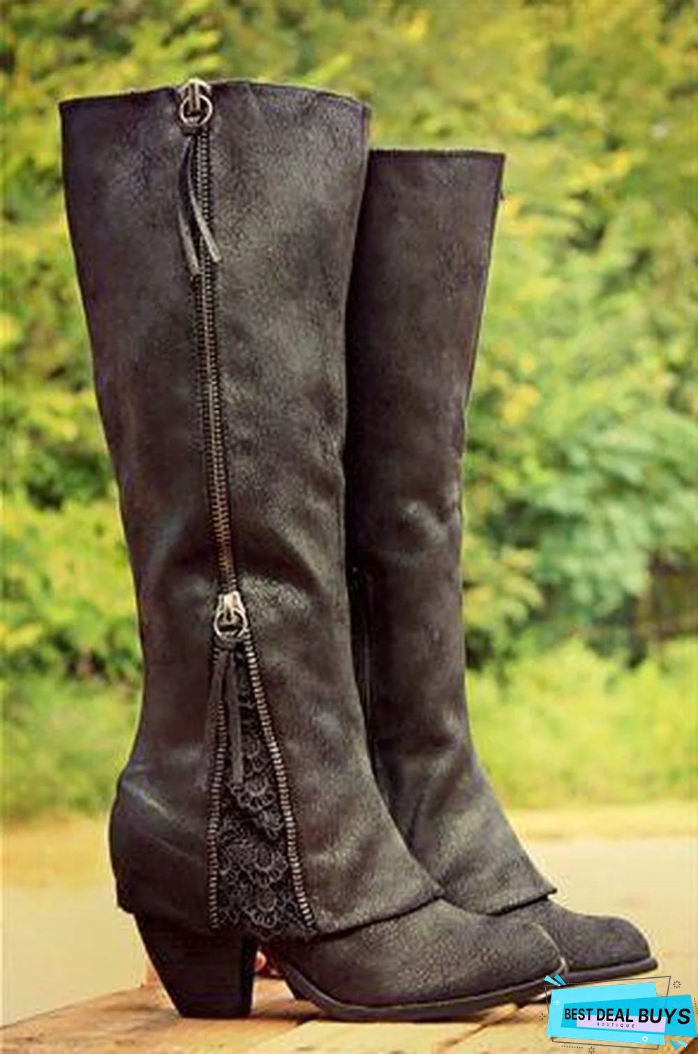 Winter Over Knee Boots Lace Chunky Heel Boots
