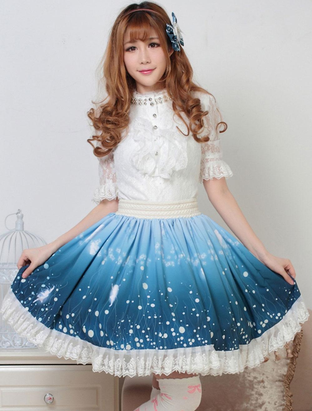  Sweetheart Star Printed Black Night Wizard Kawaii SK Lolita Short Skirt