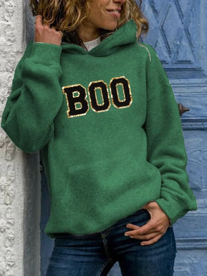 Women's Halloween BOO Print  Casual Hoodie socialshop