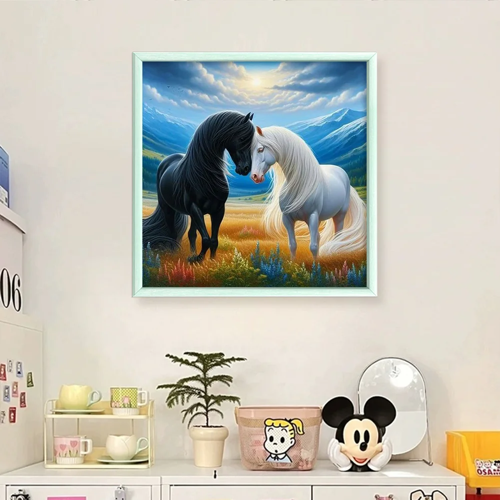 11CT Full Stamped Cross Stitch - Horses(Canvas|45*45CM)