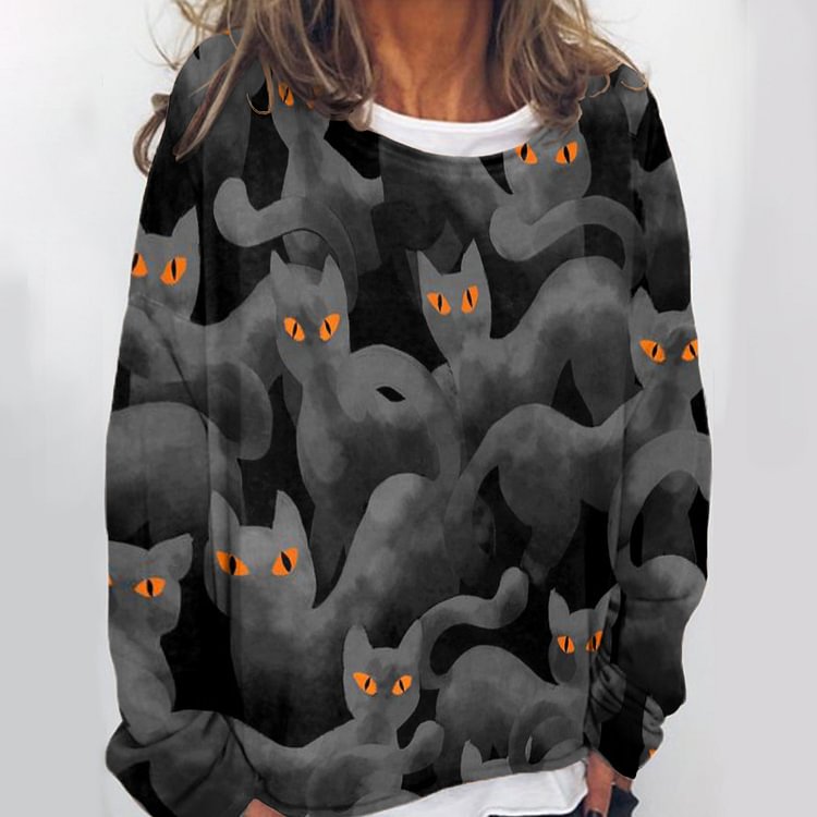Cat Smudge Print Sweatshirt