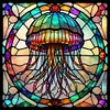 Diamond Painting-DIY Full Round Drill Stained Glass Art Jellyfish