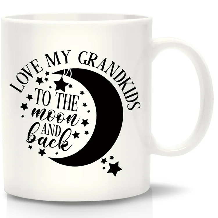 11oz Ceramic Coffee Mugs moon and back Fun Mugs Unique Gifts