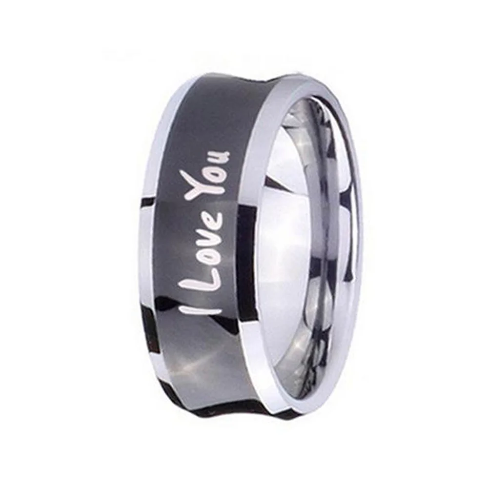 8MM Black Tungsten Carbide I Love You Engagement Wedding Bands For Men