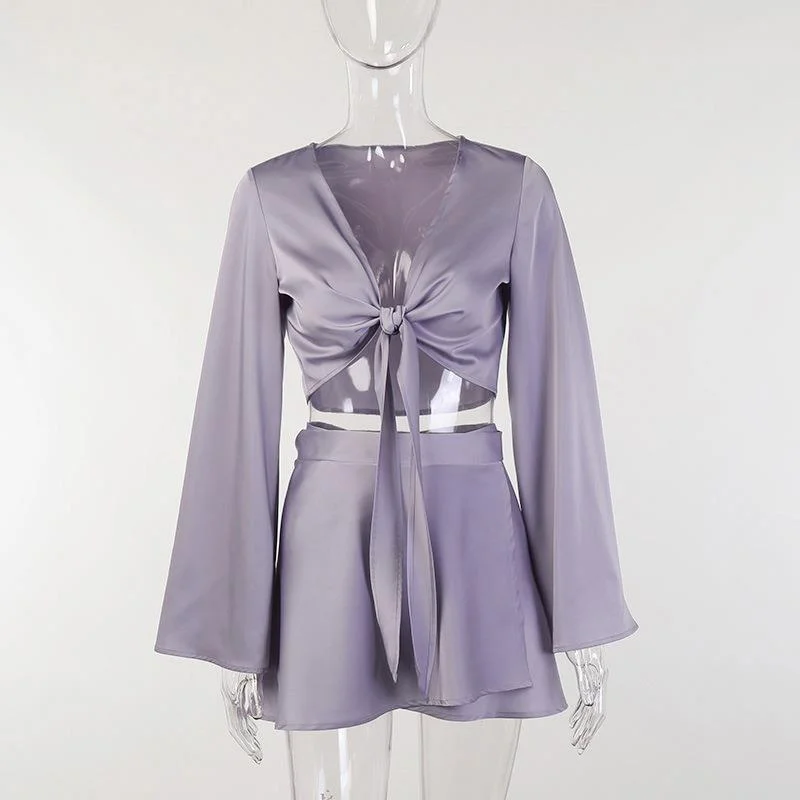 Uveng Uveng Fashion Horn Sleeve Skirt New Strap Long Sleeve A Long Sleeve Waist Set Dress