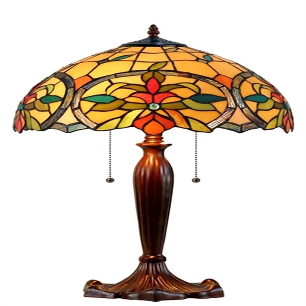 Yellow With Flowers Tiffany Style Table Lamp