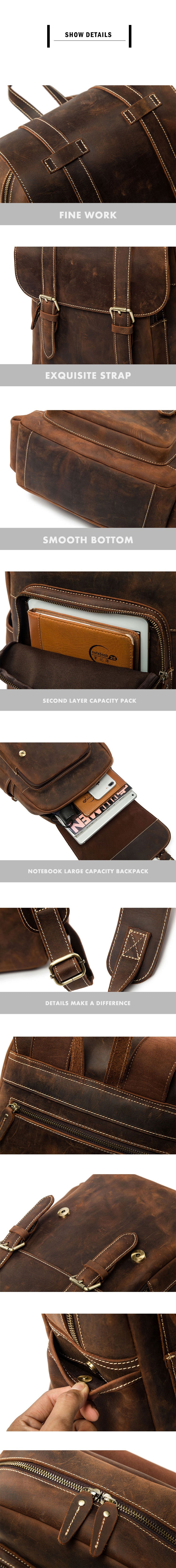 Details Display of Woosir Leather Backpack