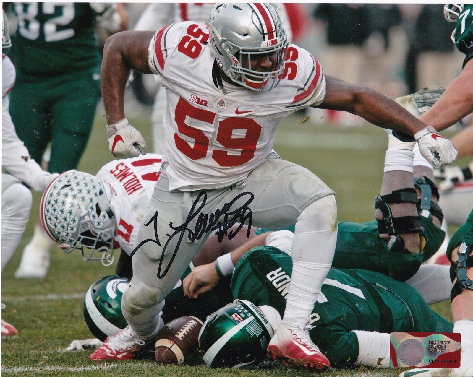 TYQUAN LEWIS OHIO STATE BUCKEYES ACTION SIGNED 8x10